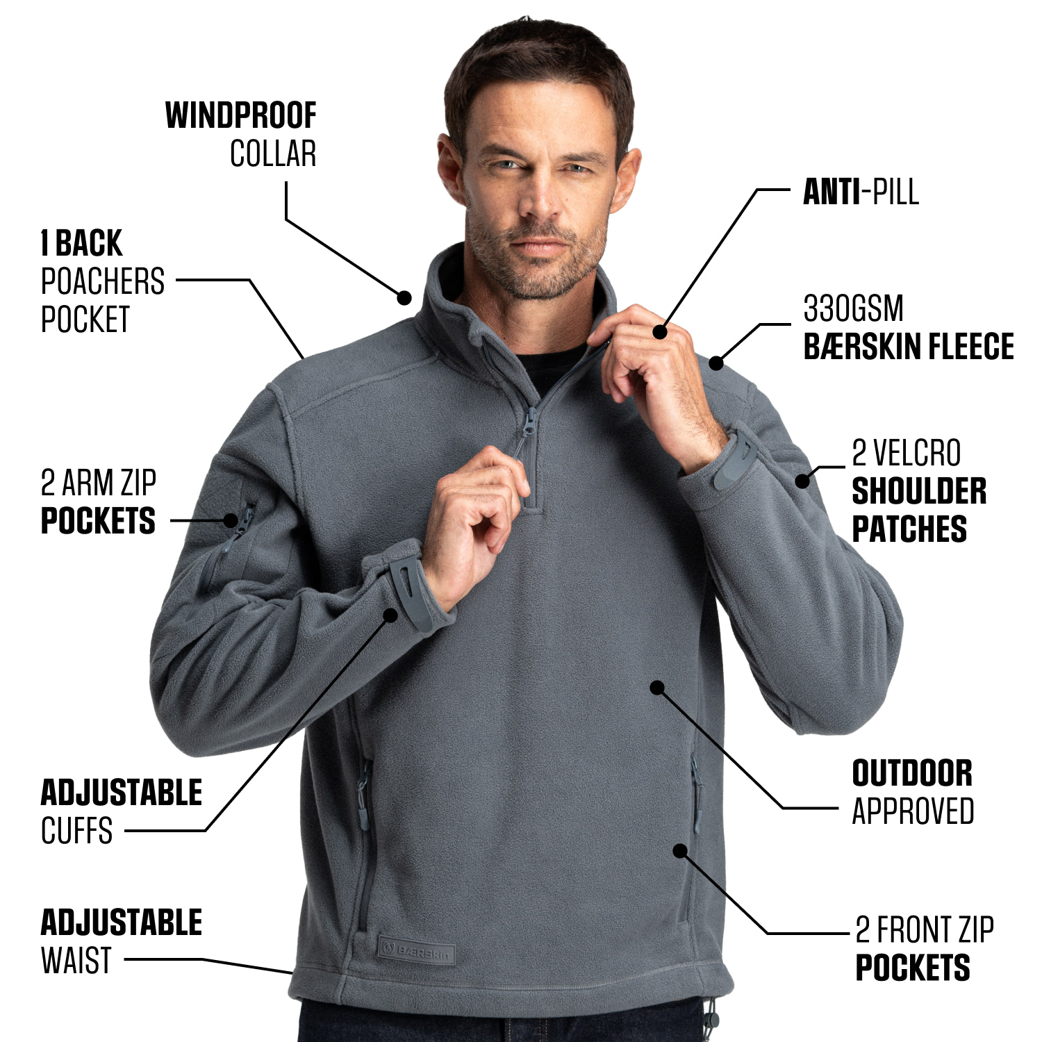 BÆRSkin Quarter Zip Fleece Jacket | BAERSkin Tactical Supply Co